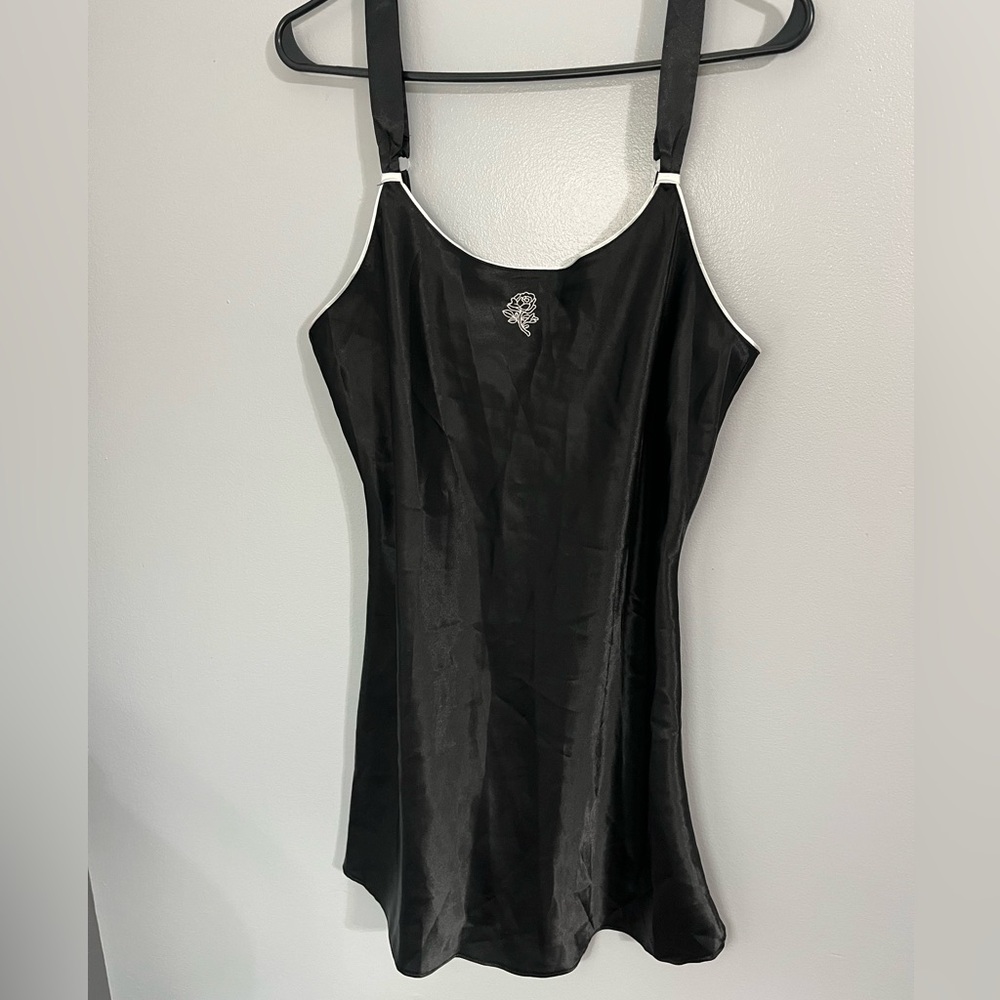 Vintage y2k Elegant Black Slip Dress with Embellishment